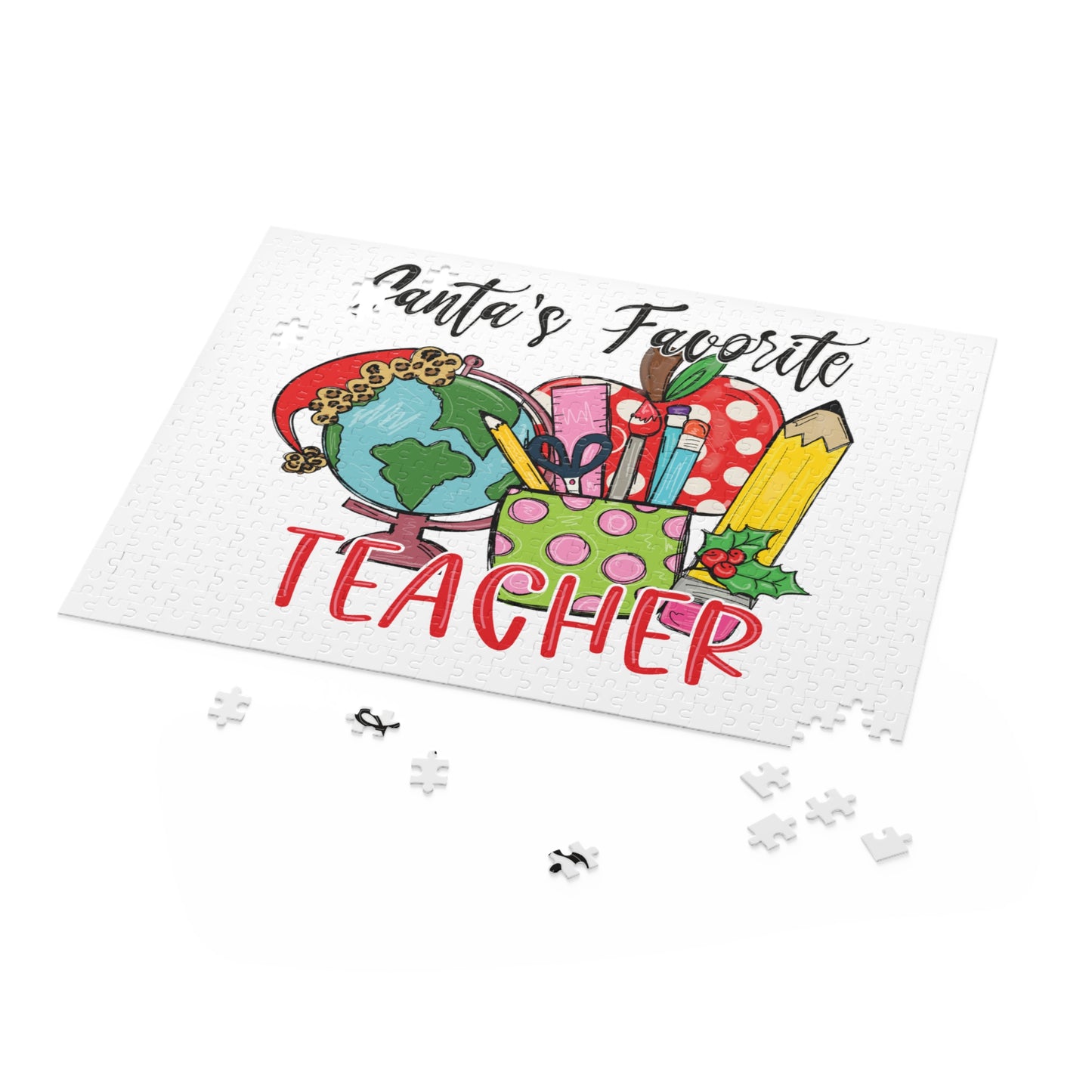 Personalised/Non-Personalised Puzzle, Santa's Favorite Teacher (120, 252, 500-Piece)