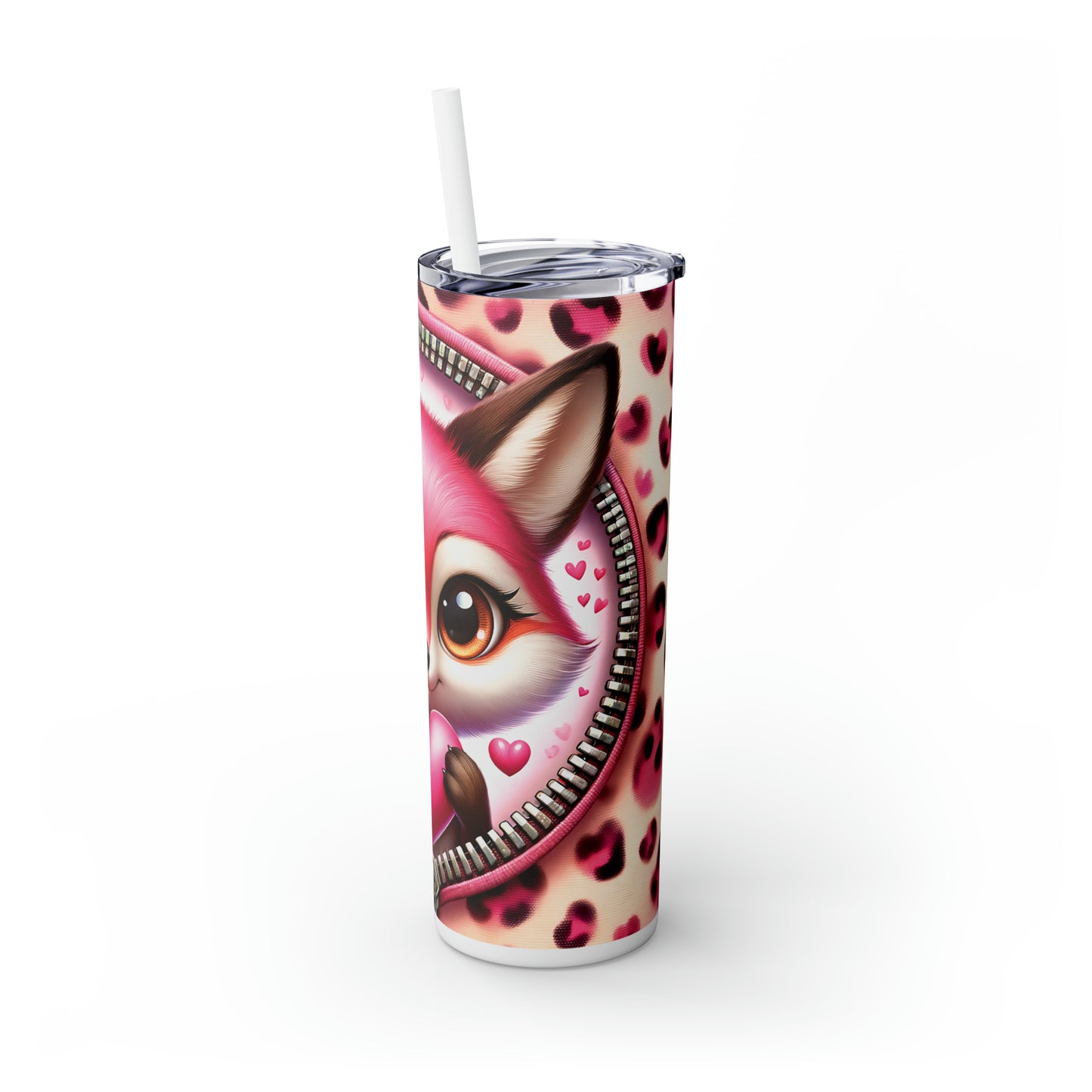 Skinny Tumbler with Straw, 20oz, Fox, Valentines Day, awd-768