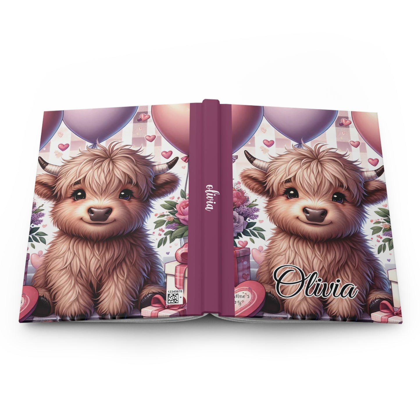 Personalised Hardcover Journal Matte, Highland Cow, awd-1453a