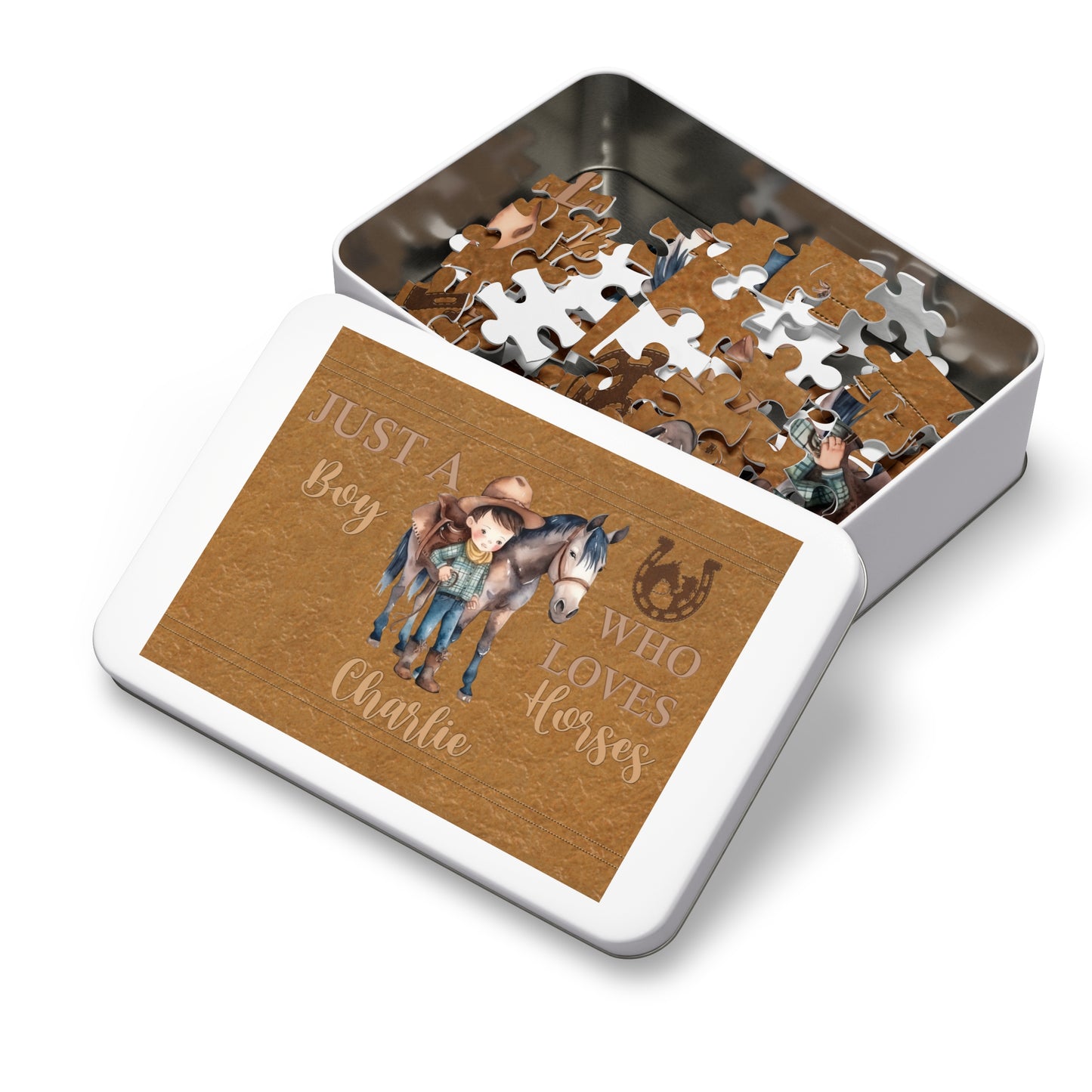 Jigsaw Puzzle, Western, Just aBoy Who Loves Horses, Personalised/Non-Personalised (30, 110, 252, 500,1000-Piece)