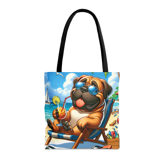 Tote Bag, Dog on Beach, BullMastiff, Tote bag, awd-1101