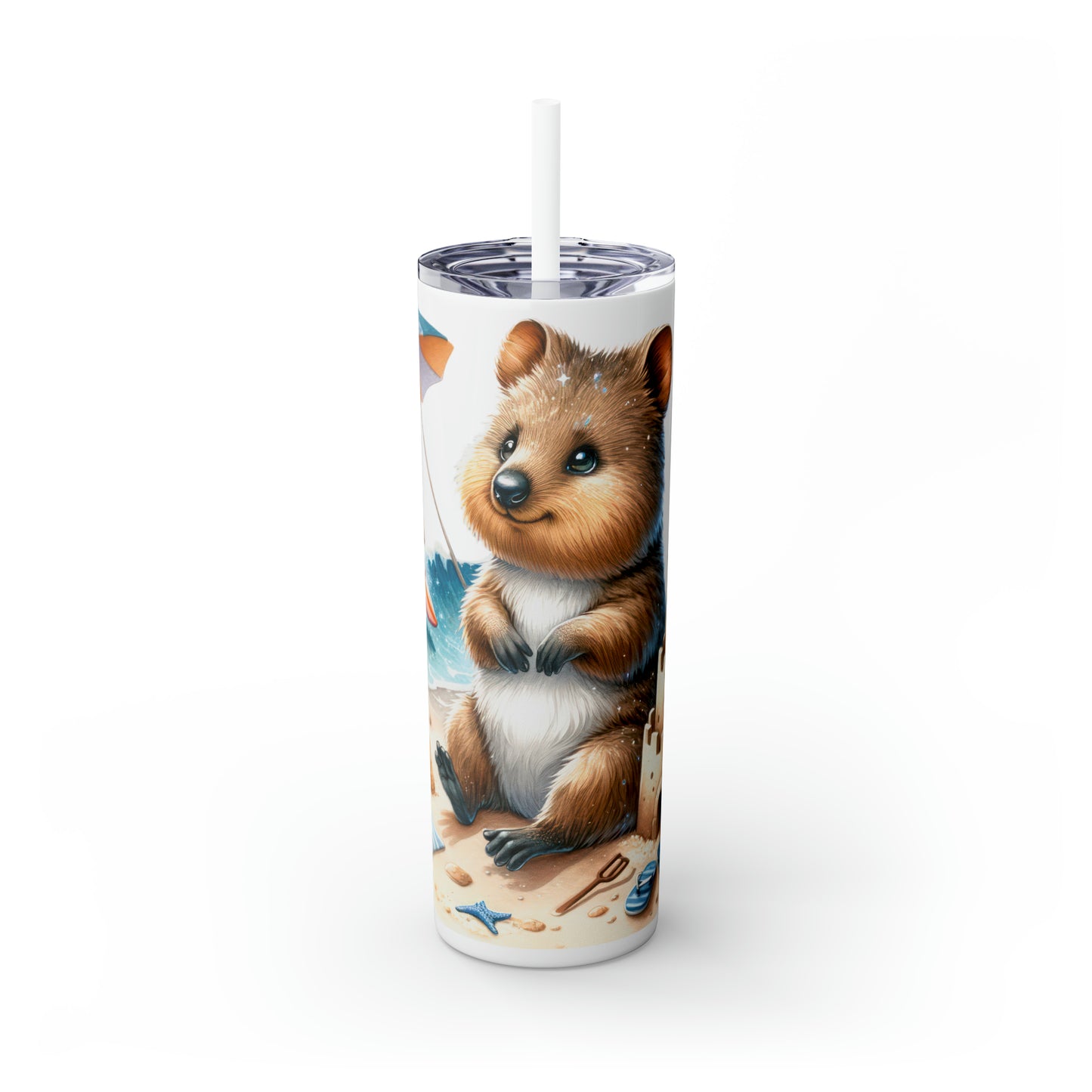 Skinny Tumbler with Straw, 20oz, Australian Animal, Quokka, awd-1325