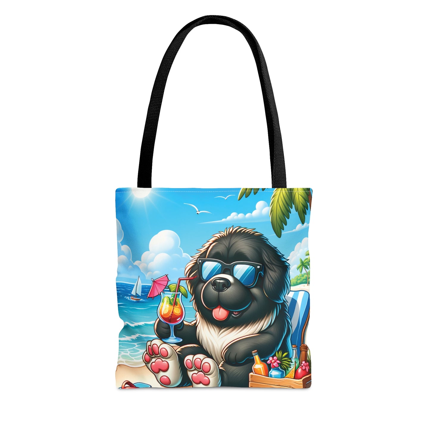 Tote Bag, Dog on Beach, New foundland, Tote bag,  awd-1227