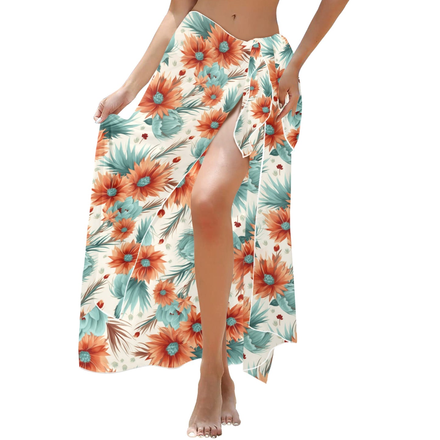 Boho Floral Long Beach Sarong Wrap