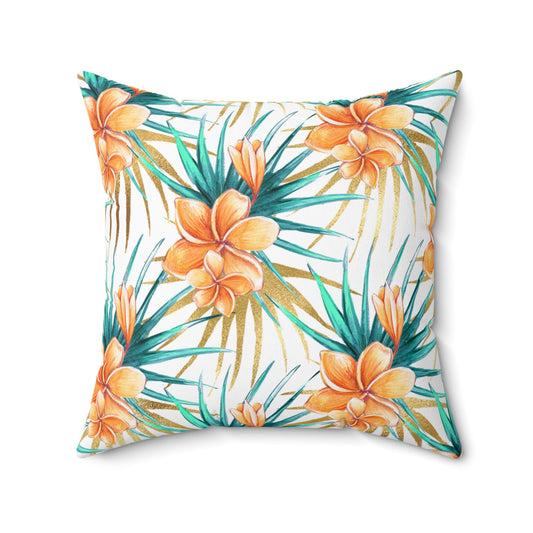 Spun Polyester Square Pillow, Summer Floral Cushion