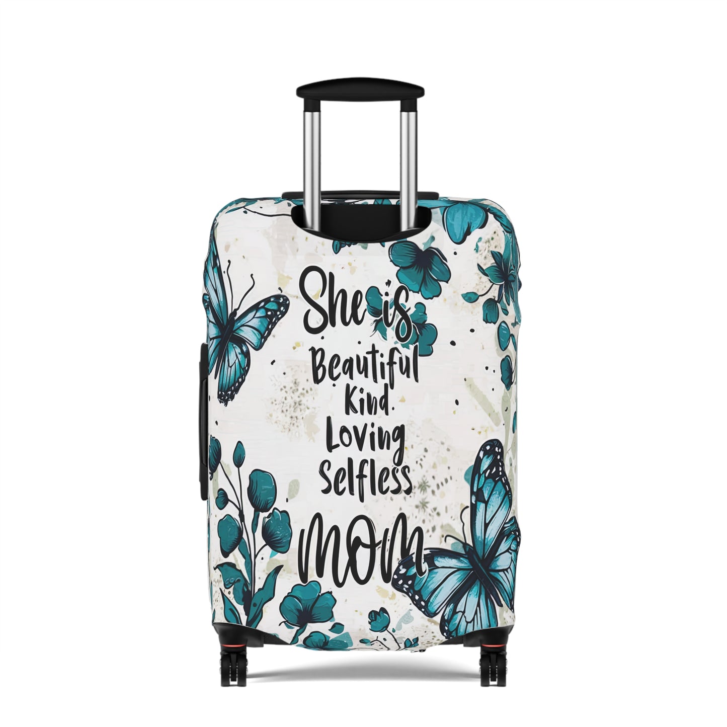 Luggage Cover, Teal Floral, Mom, She is Beautiful, Kind, Loving, Selfless, awd-1758