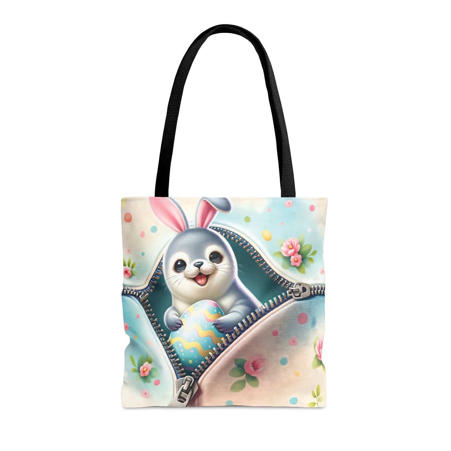 Tote Bag, Easter, Cute Seal with bunny ears, Personalised/Non-Personalised Tote bag