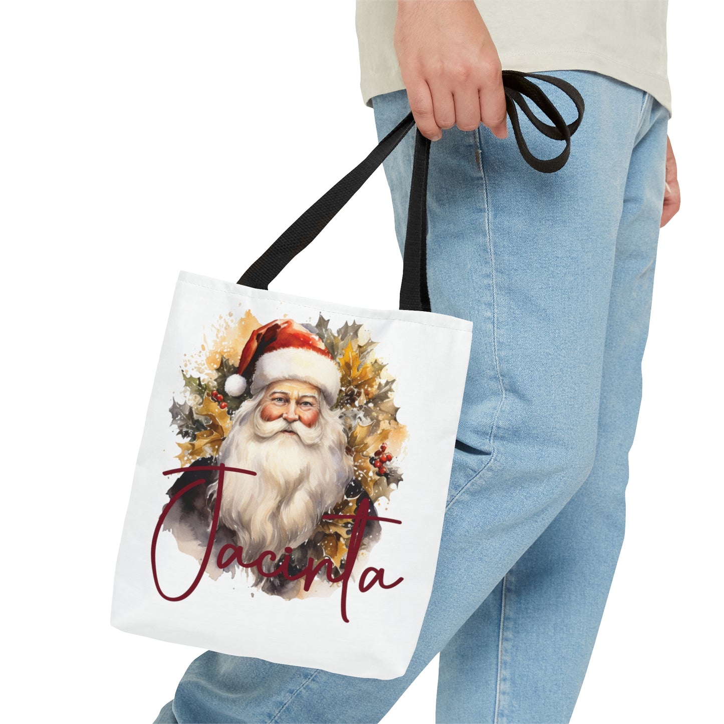 Santa wreath Personalised Tote Bag, Christmas bag, Christmas Tote Bag, Personalised/Non-Personalised