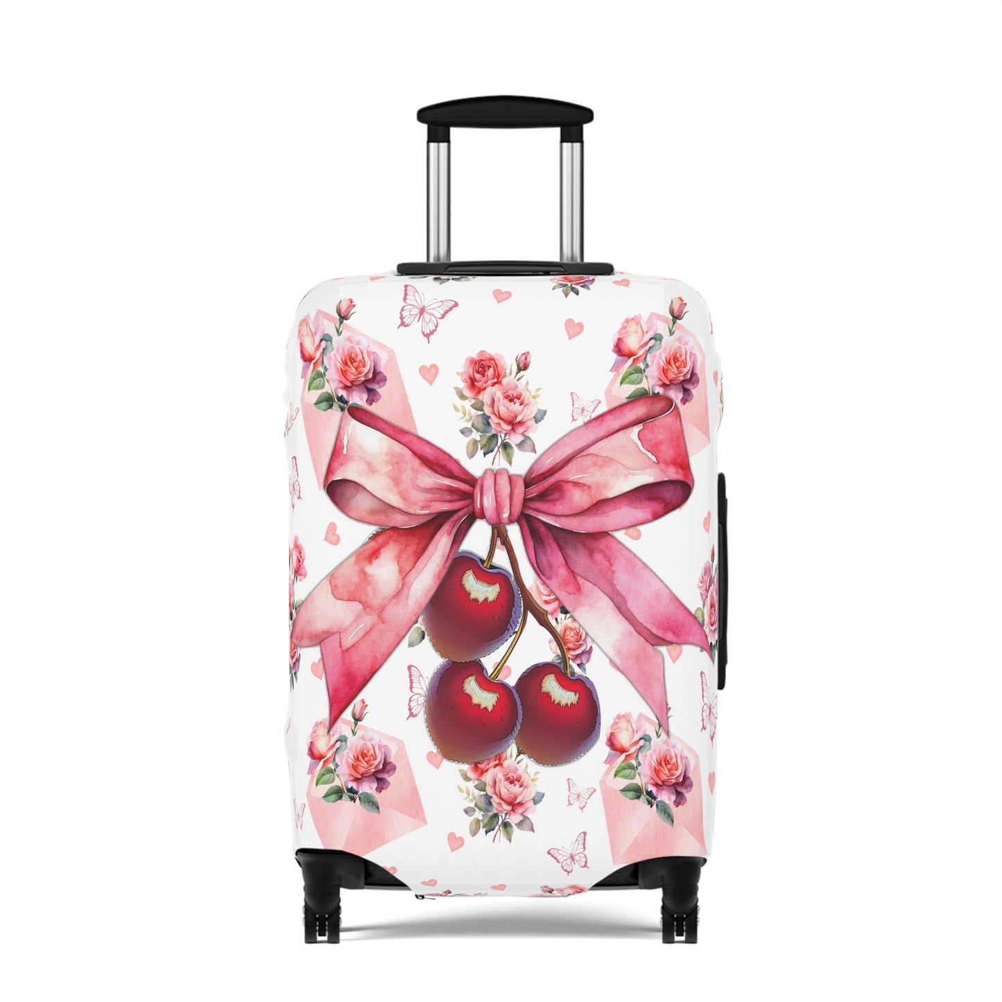 Luggage Cover, Rockabilly, Coquette, Letters and Roses, Cherries and Ribbon, awd-2522