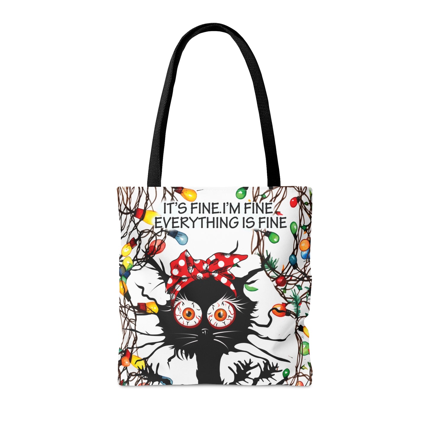 Tote Bag, Cat, It's Fine I'm Fine Everything is Fine, Personalised/Non-Personalised Tote bag