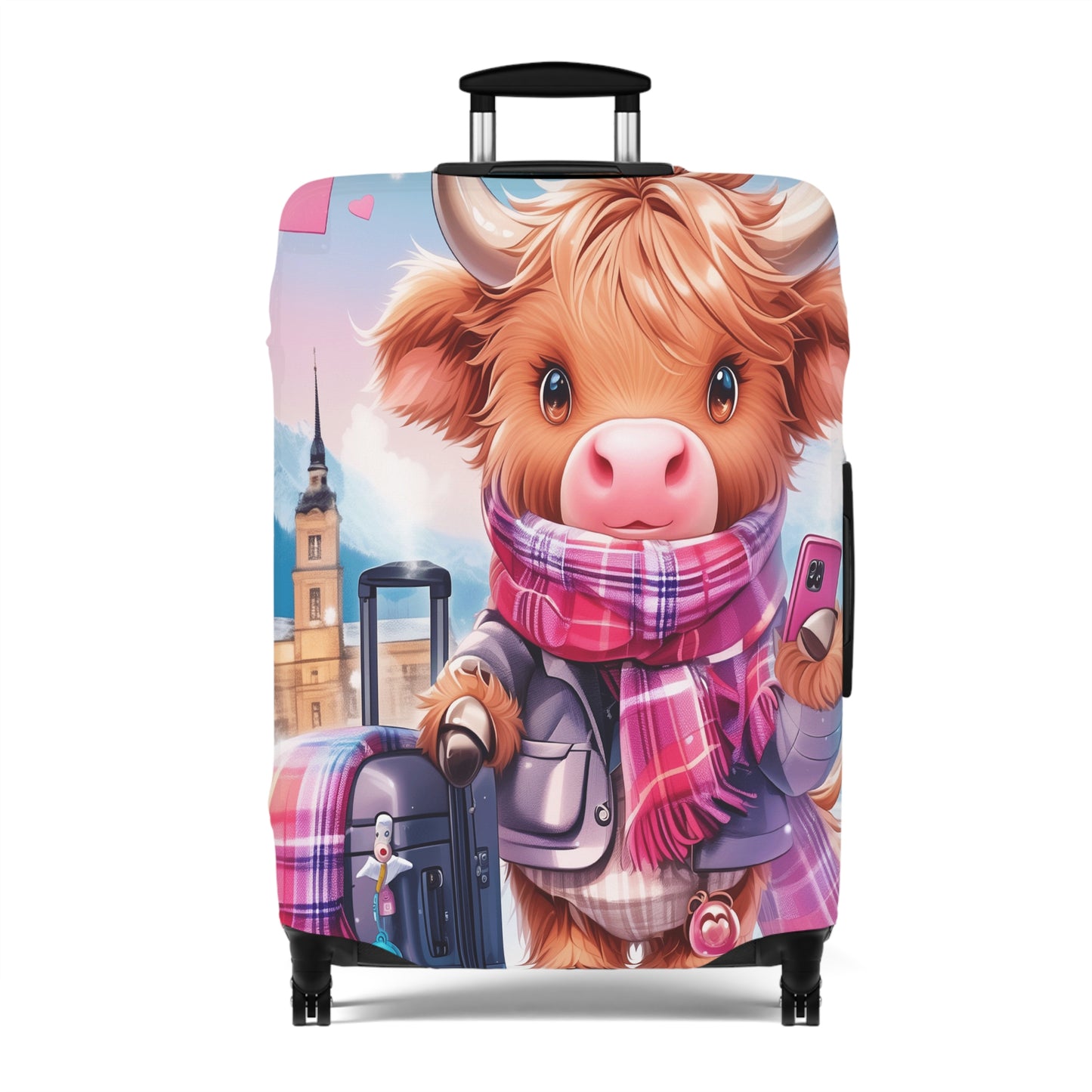 Luggage Cover, Travelling Highland Cow, awd-3023