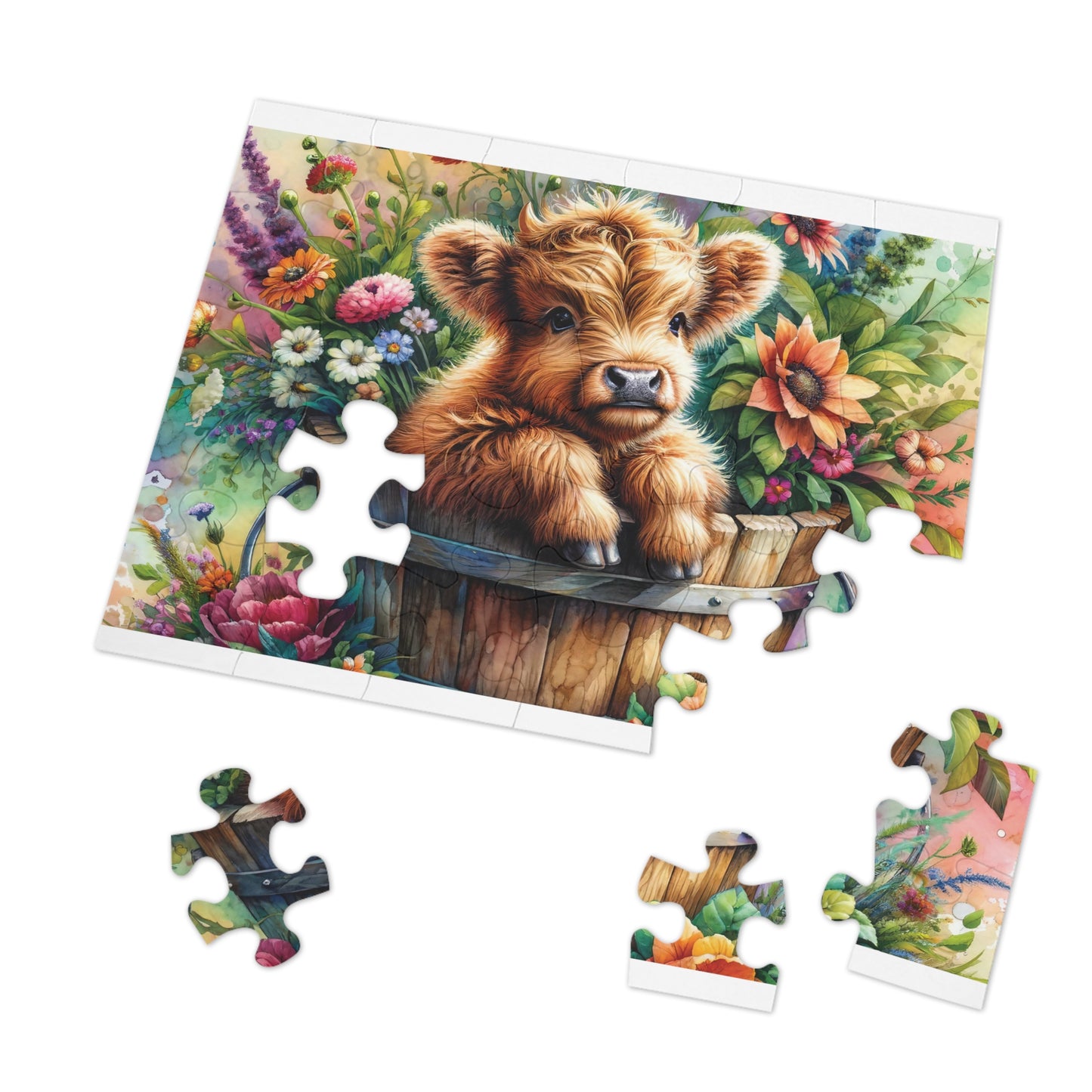 Jigsaw Puzzle, Highland Cow, Personalised/Non-Personalised (30, 110, 252, 500,1000-Piece)