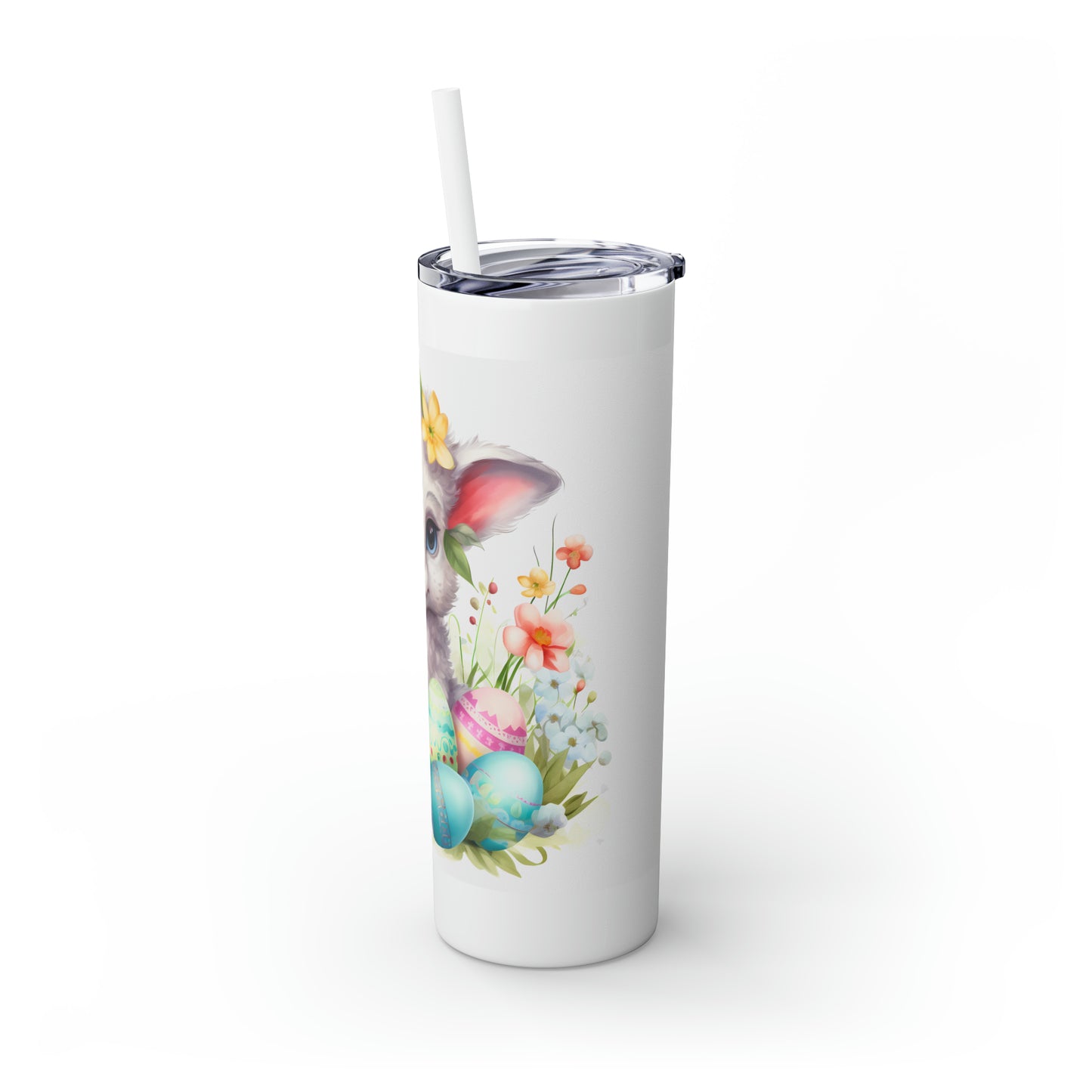 Skinny Tumbler with Straw, 20oz, Lamb, Easter