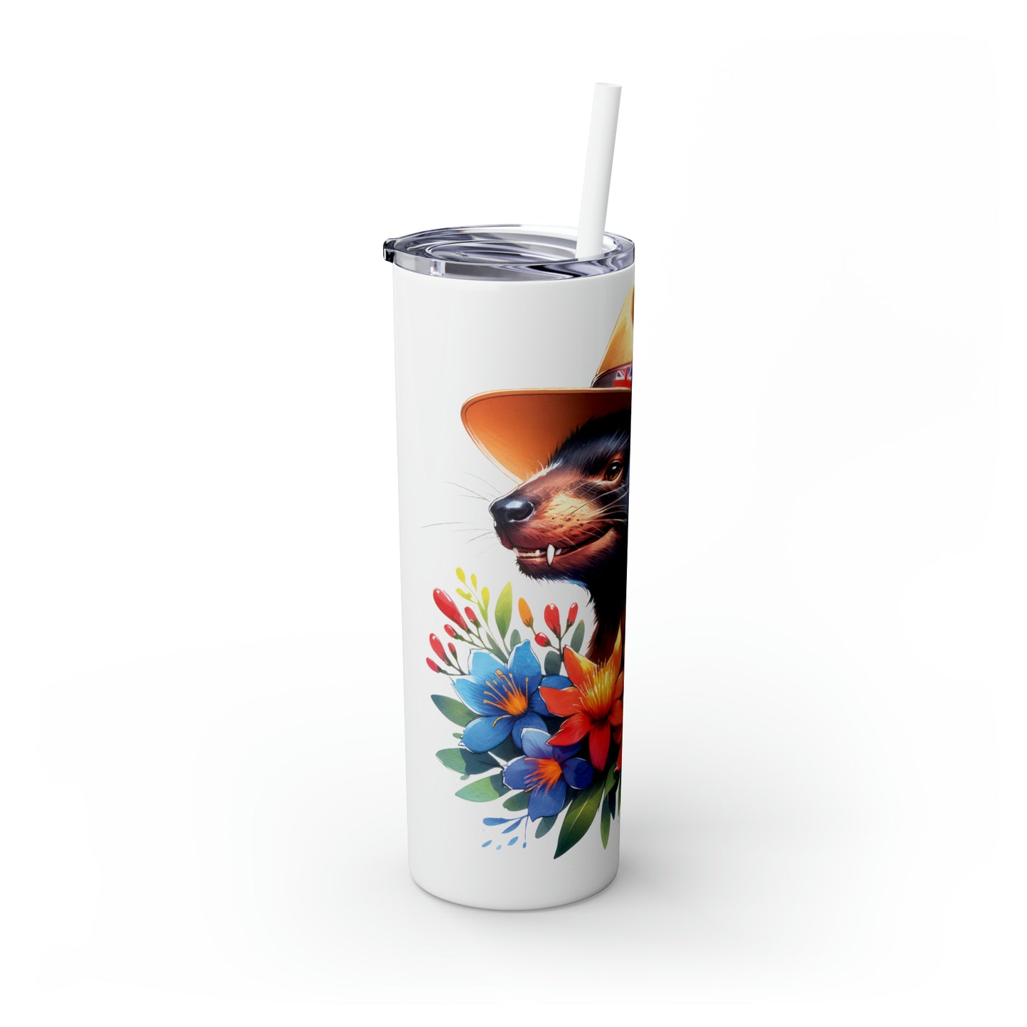 Skinny Tumbler with Straw, 20oz, Australian Animal, Tasmanian Devil, awd-1335