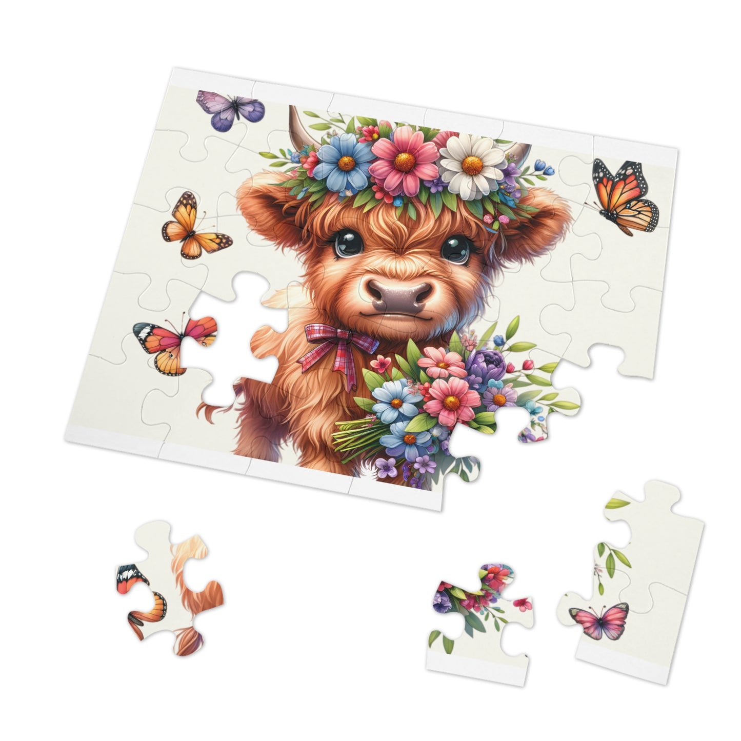 Jigsaw Puzzle, Highland Cow, Personalised/Non-Personalised (30, 110, 252, 500,1000-Piece)