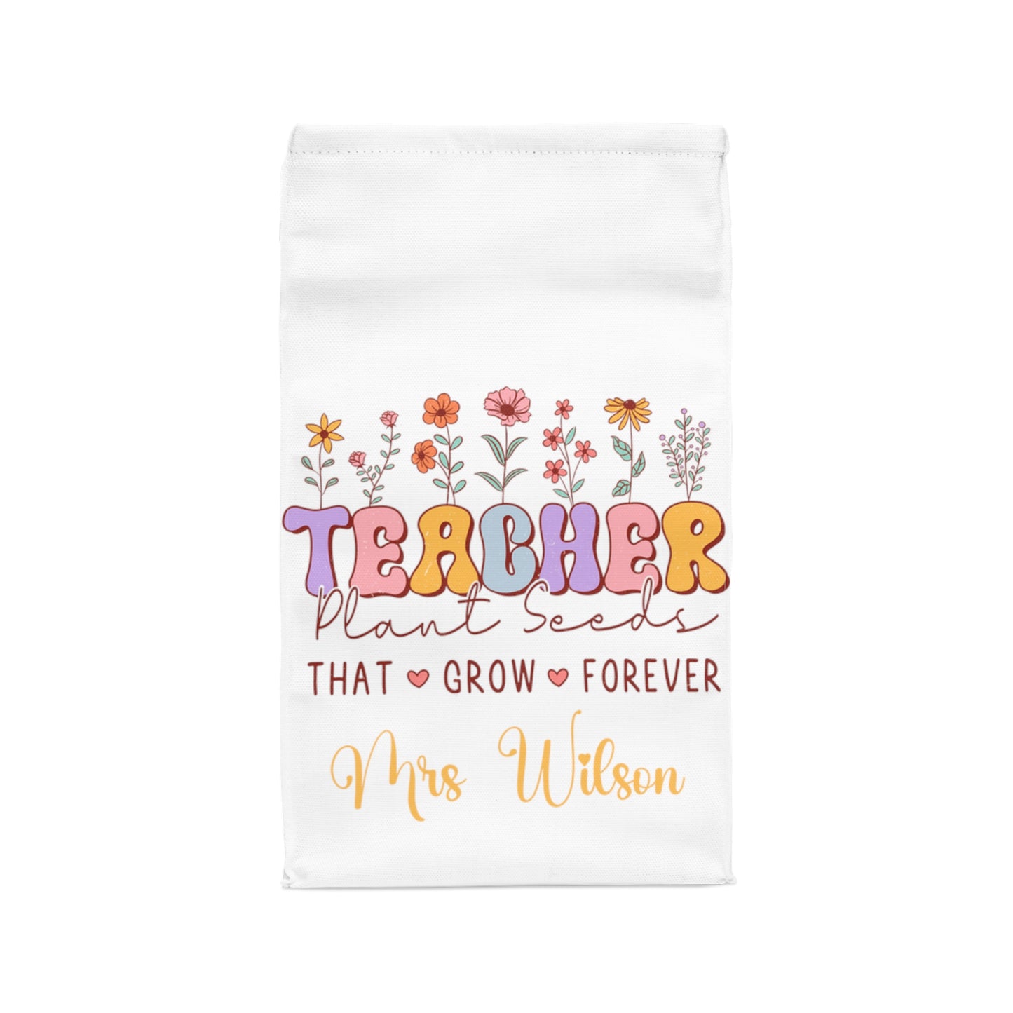 Personalised Insulated Lunch Bag, Teacher, Seeds that Grow Lunch Bag, Flower Garden