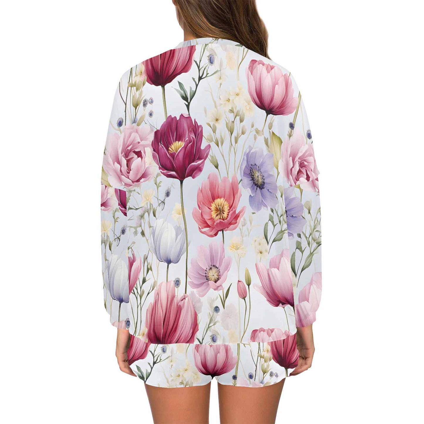 Wildflowers  Women's Long Sleeve Pajama Set with Shorts