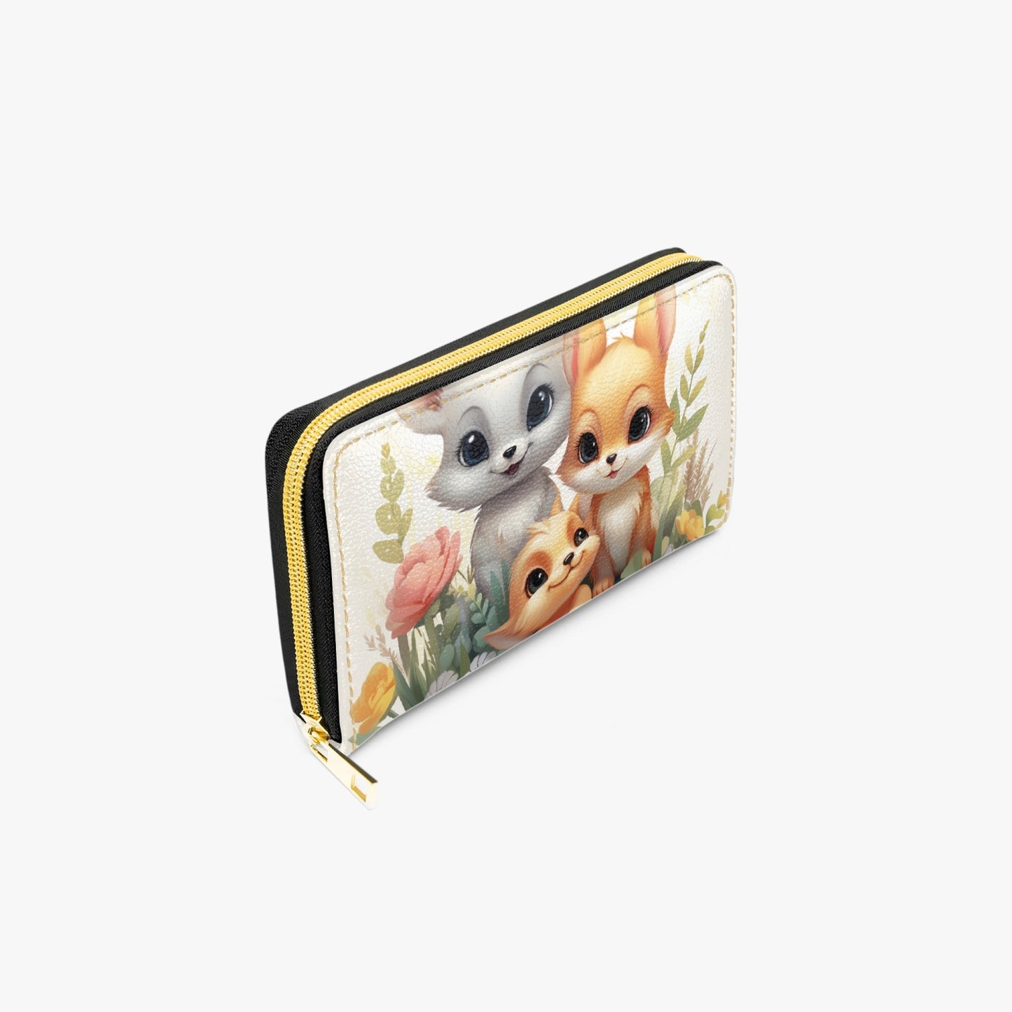 Long Type Zipper Purse - Fox Family