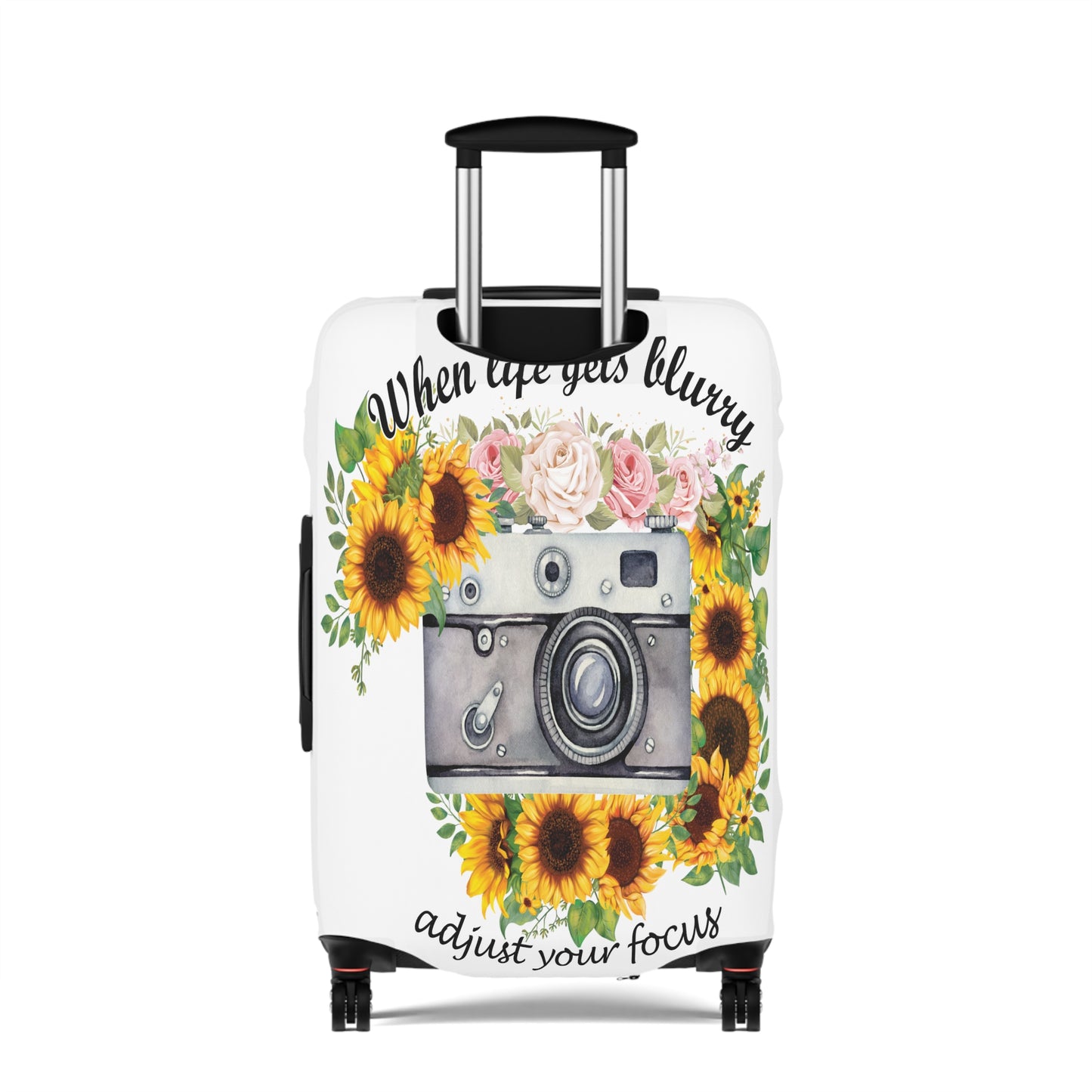 Luggage Cover, Camera, Sunflowers, When life gets Blurry adjust your Focus, awd-1372