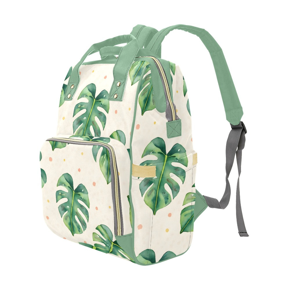 Monsteria Pattern Leaves Multi-Function Diaper Backpack/Diaper Bag (Model 1688)
