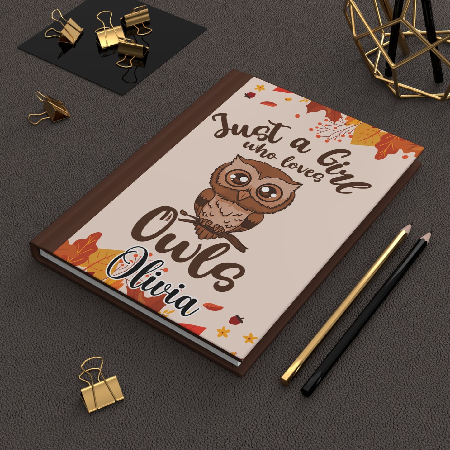 Personalised Hardcover Journal Matte, Just a Girl who loves Owls, awd-1713