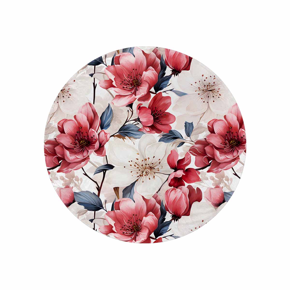 Pink Floral  Circular Micro Fleece Blanket 60"