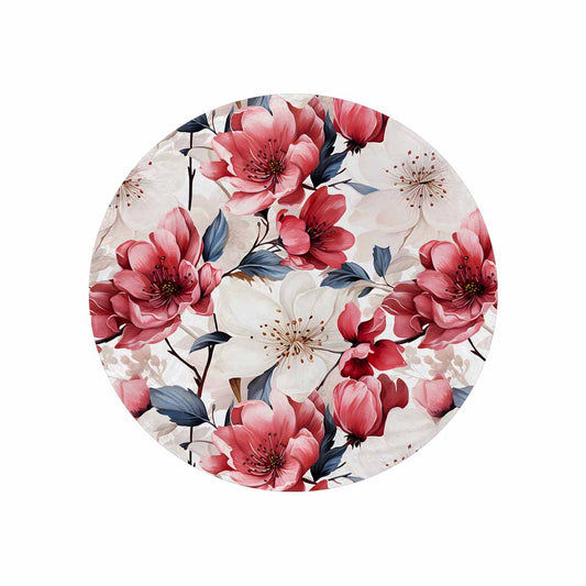 Pink Floral  Circular Micro Fleece Blanket 60"