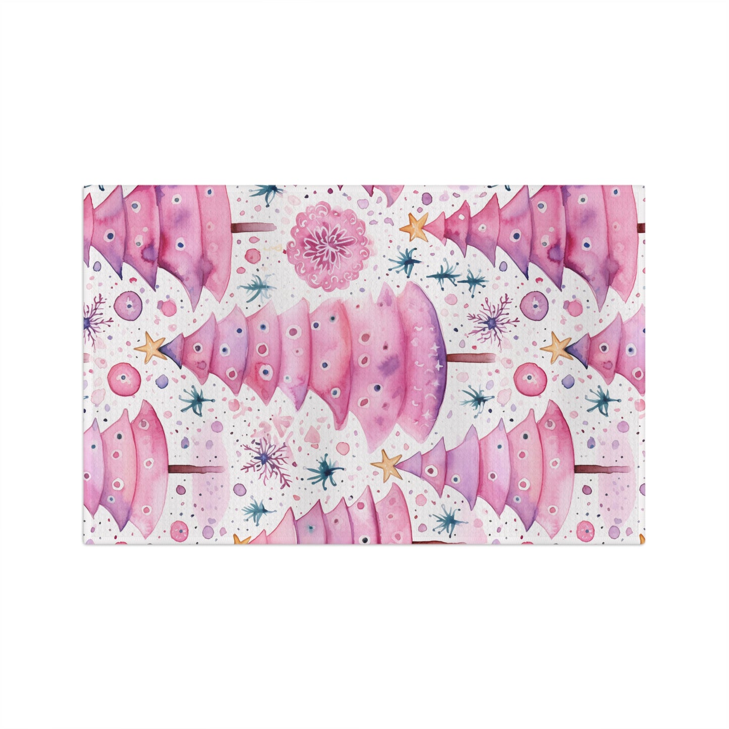 Microfiber Tea Towel, Pink Christmas Trees