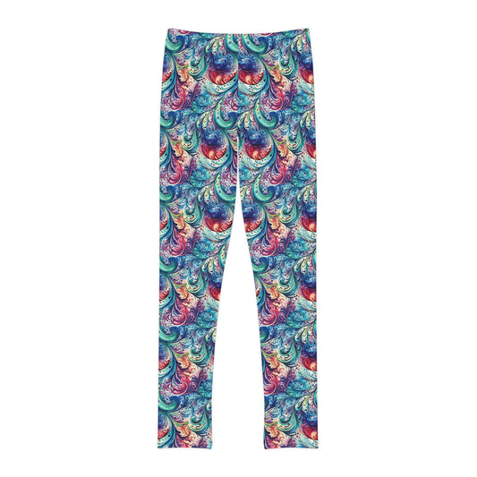 Full-Length Leggings Navy blue Paisley Design - Kids Leggings