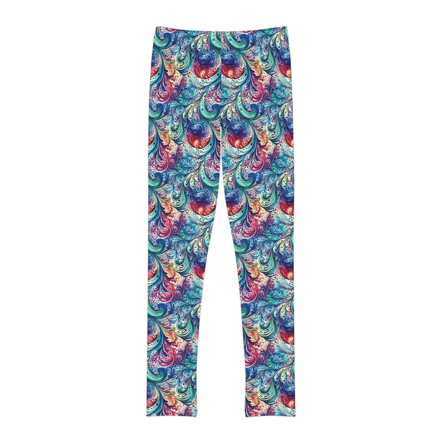 Full-Length Leggings Navy blue Paisley Design - Kids Leggings