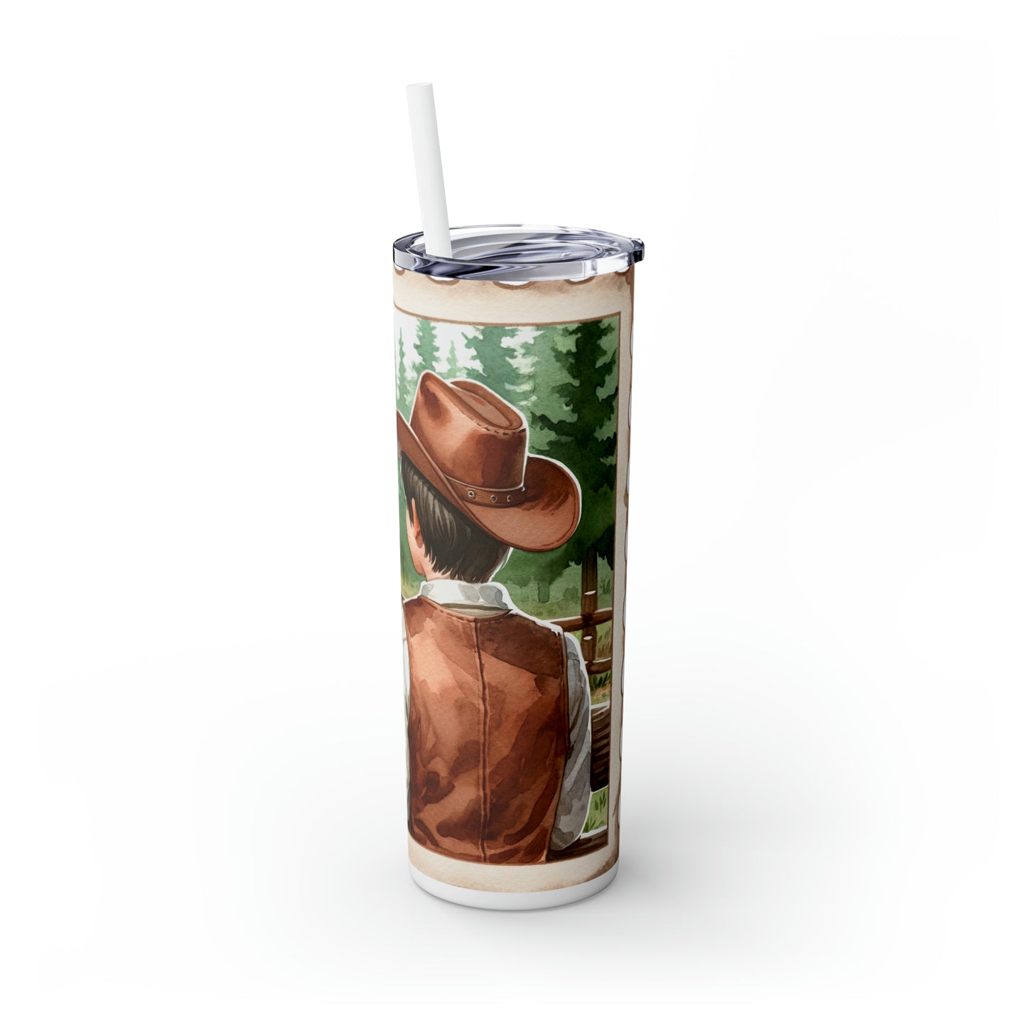 Skinny Tumbler with Straw, 20oz, Country and Western, Best Friends, awd-1008