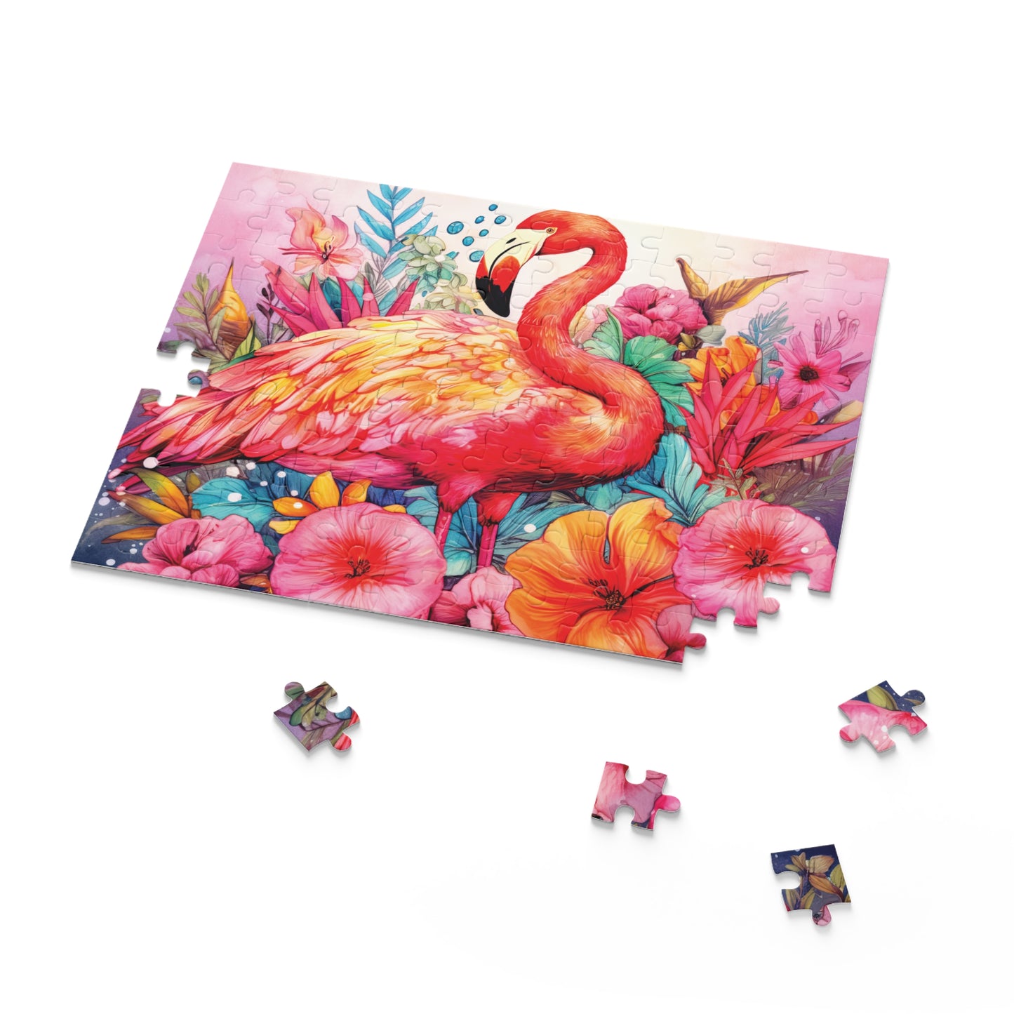 Personalised/Non-Personalised Puzzle, Flamingo (120, 252, 500-Piece)