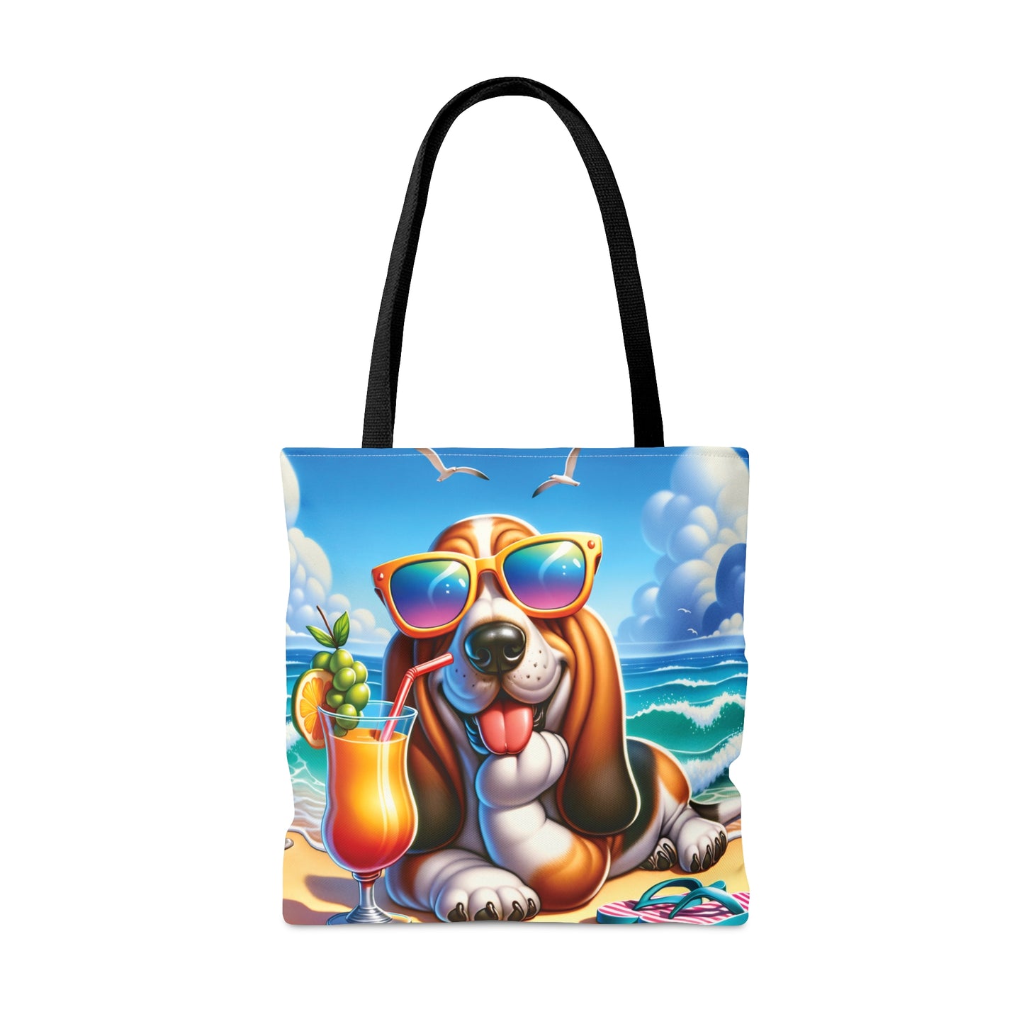 Tote Bag, Dog on Beach, Basset hound, Tote bag, awd-1110