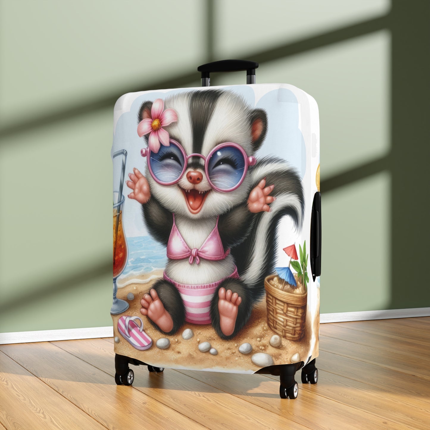 Luggage Cover, Skunk at the Beach, awd-1411