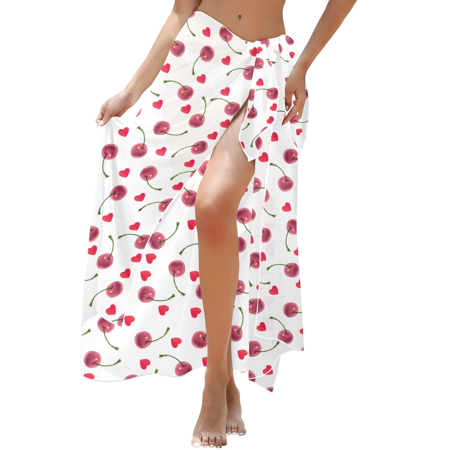 Cherries Long Beach Sarong Wrap