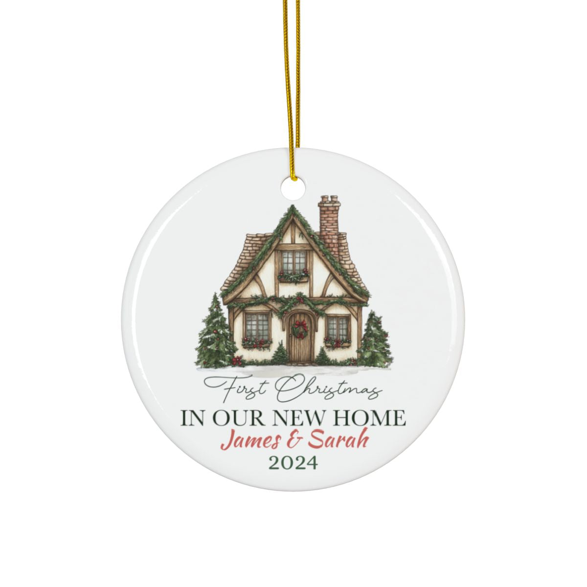 Personalized Ceramic Ornament, First Christmas Home Decor, New Home Keepsake Gift, Holiday Decoration, Customized Christmas Present