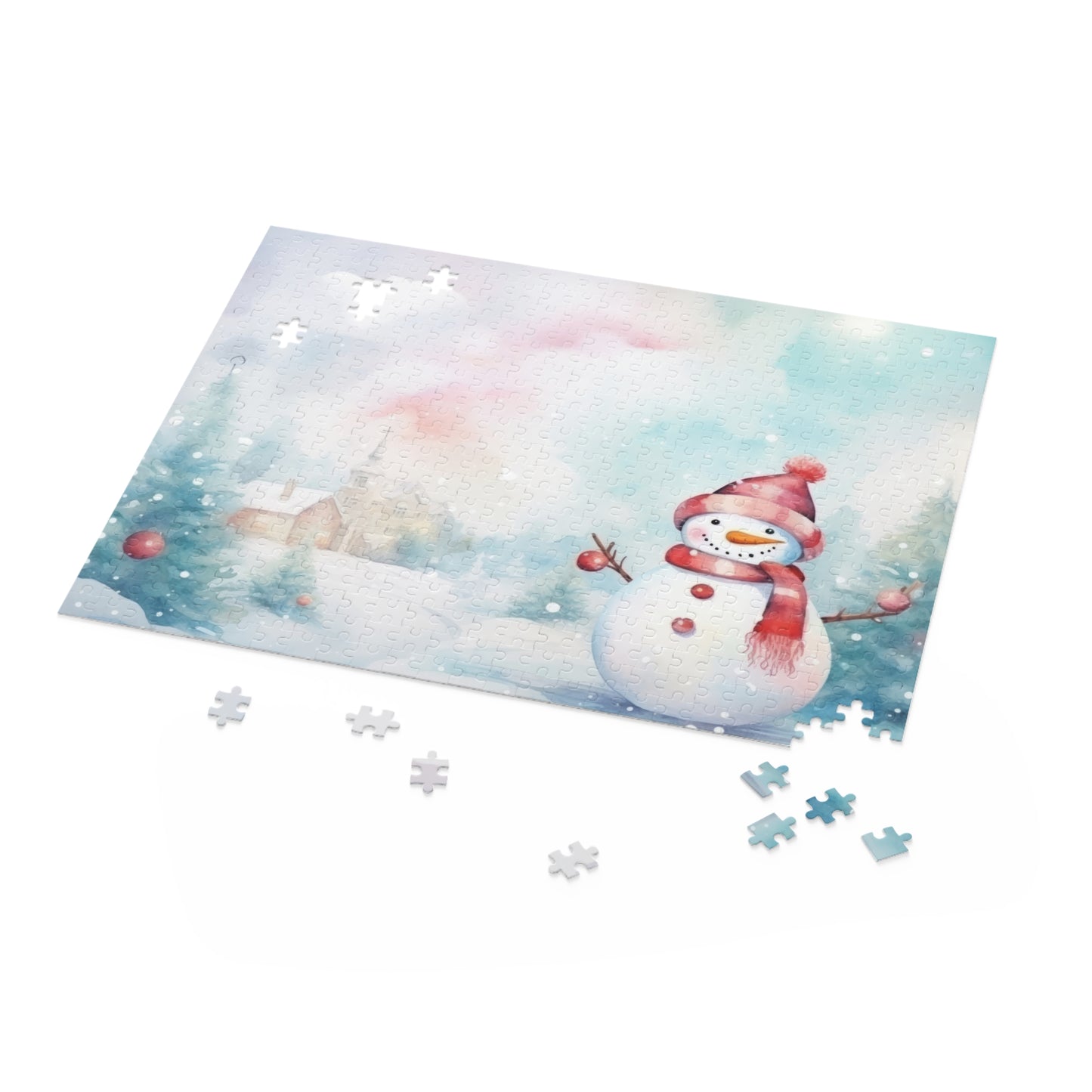 Personalised/Non-Personalised Puzzle, Christmas Snowman (120, 252, 500-Piece)