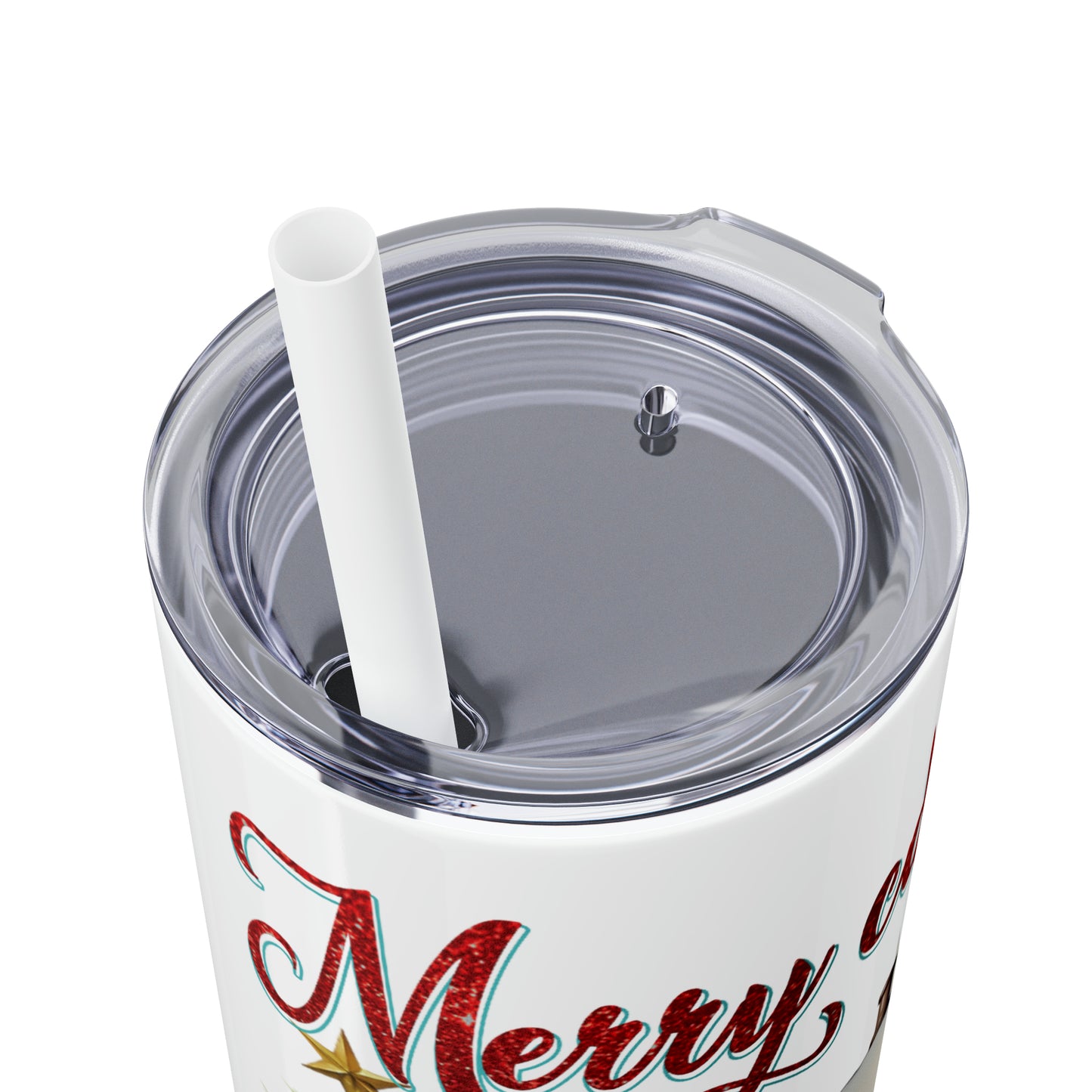 Skinny Tumbler with Straw, 20oz, Merry Campmas