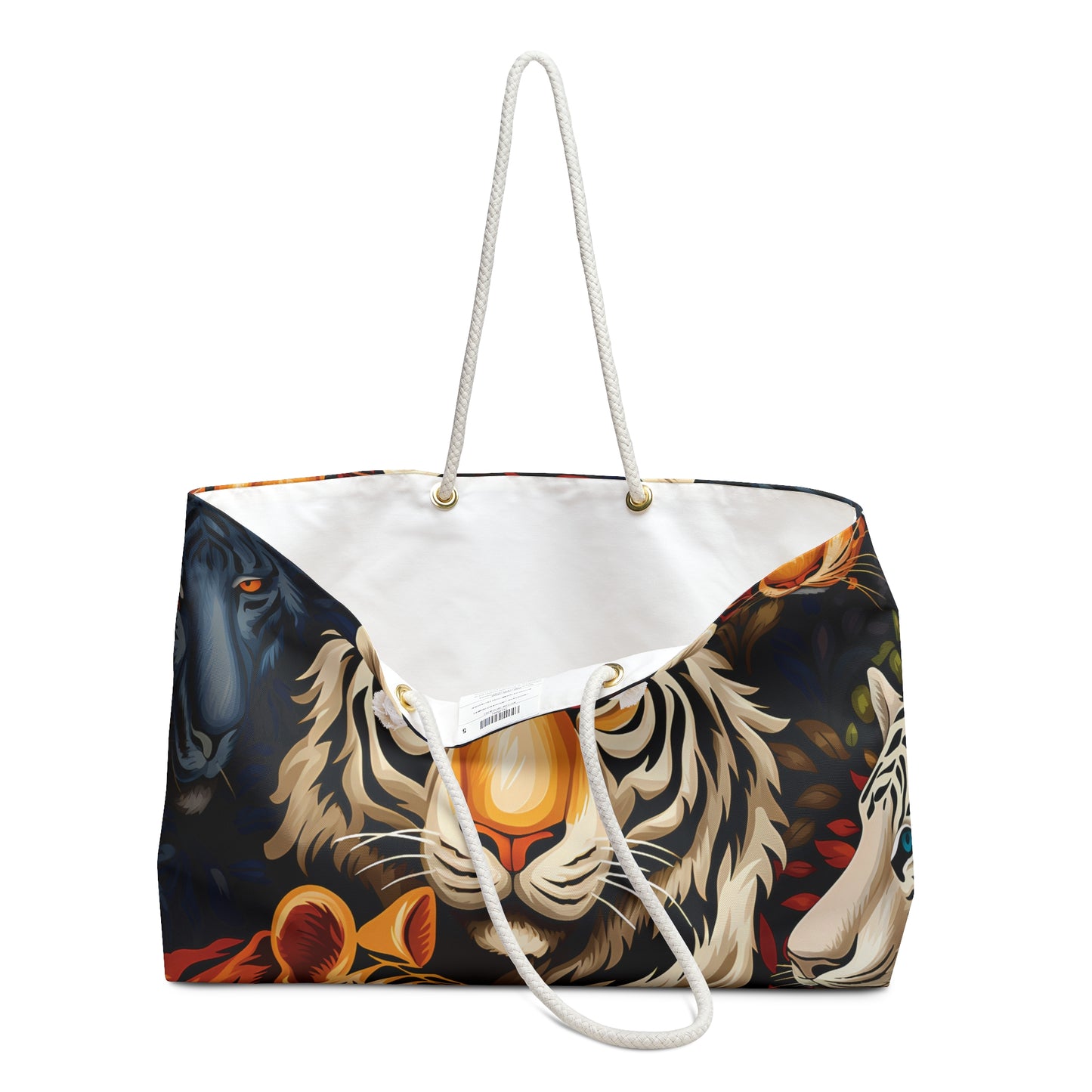 Personalised/Non-Personalised Weekender Bag, Wild Animals, Tigers, Large Weekender Bag, Beach Bag, Book Bag