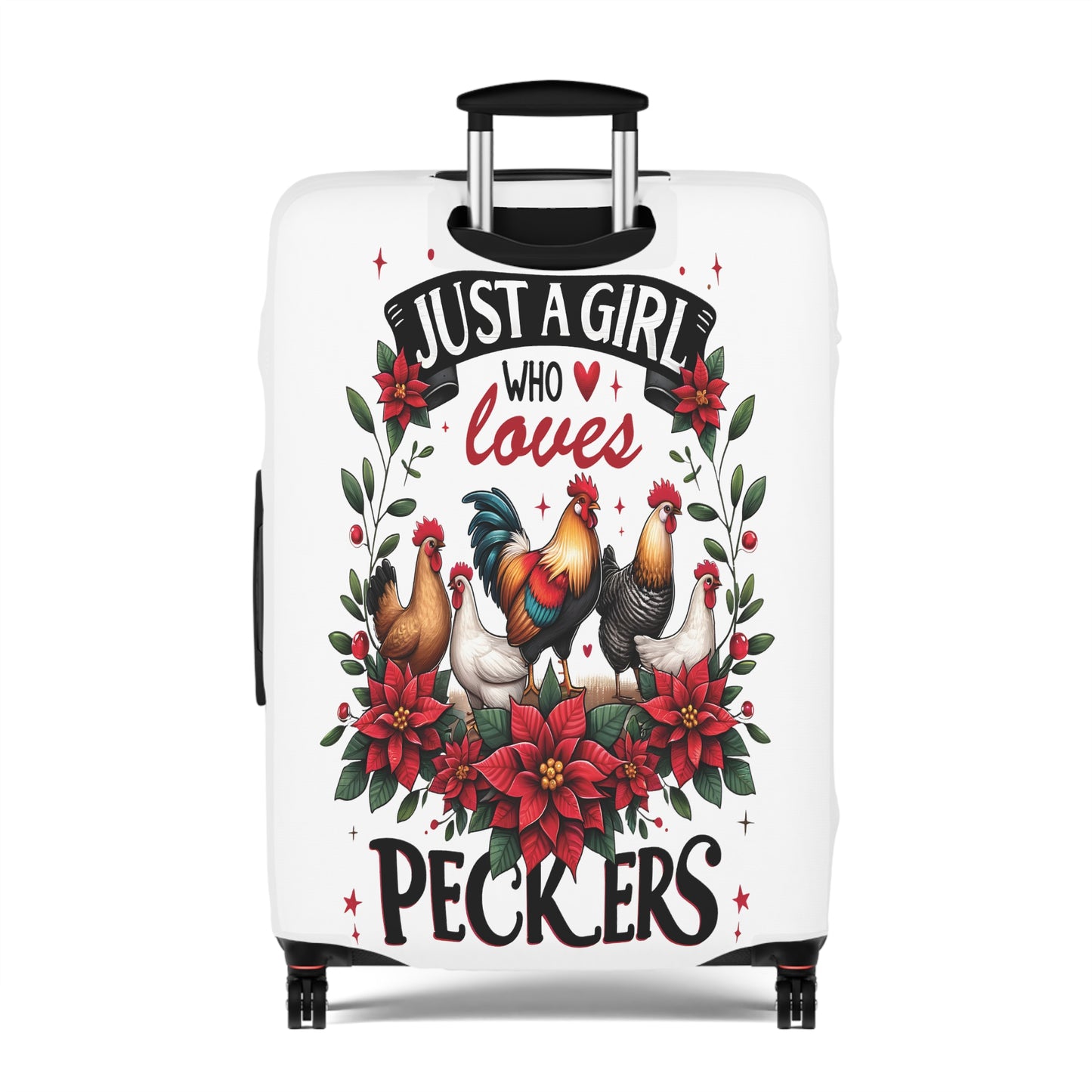 Luggage Cover, Chicken, Just a Girl who Loves Peckers, awd-1071