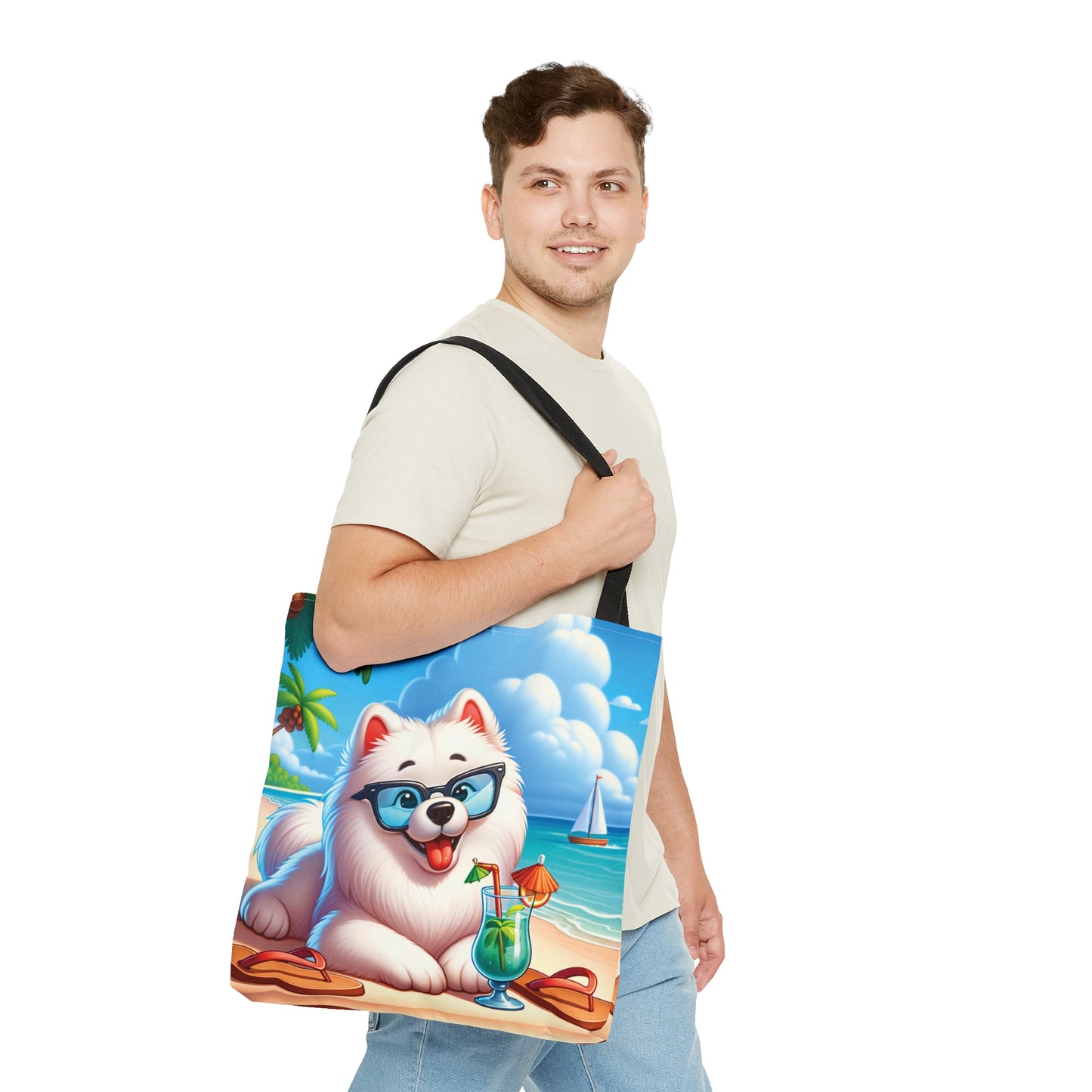 Tote Bag, Dog on Beach, Samoyed, Tote bag,  awd-1240