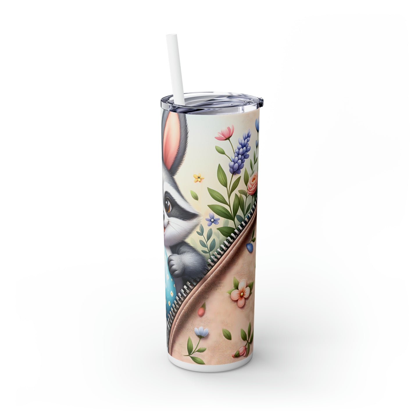 Skinny Tumbler with Straw, 20oz, Easter, Raccoon, awd-1273