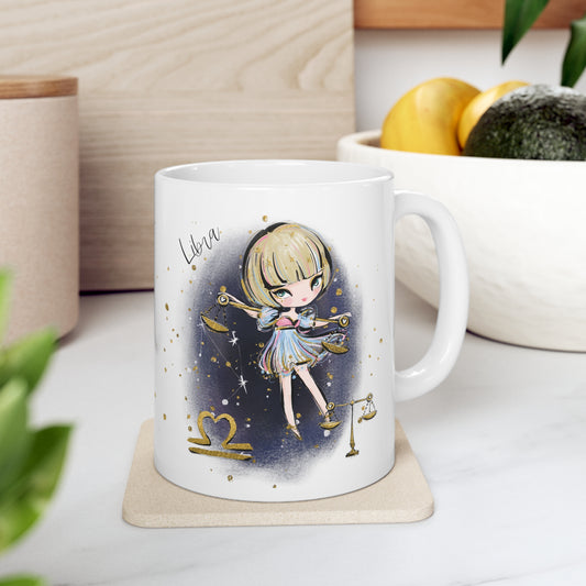 Personalised/Non Personalised Zodiac Sign, Libra, Ceramic Mug 11oz