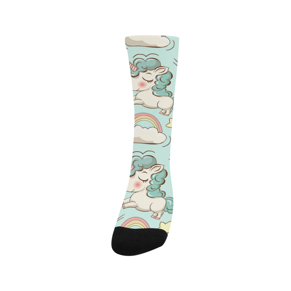 cute unicorns clouds rainbow and stars Trouser Socks