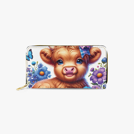 Long Type Zipper Purse - Highland Cow