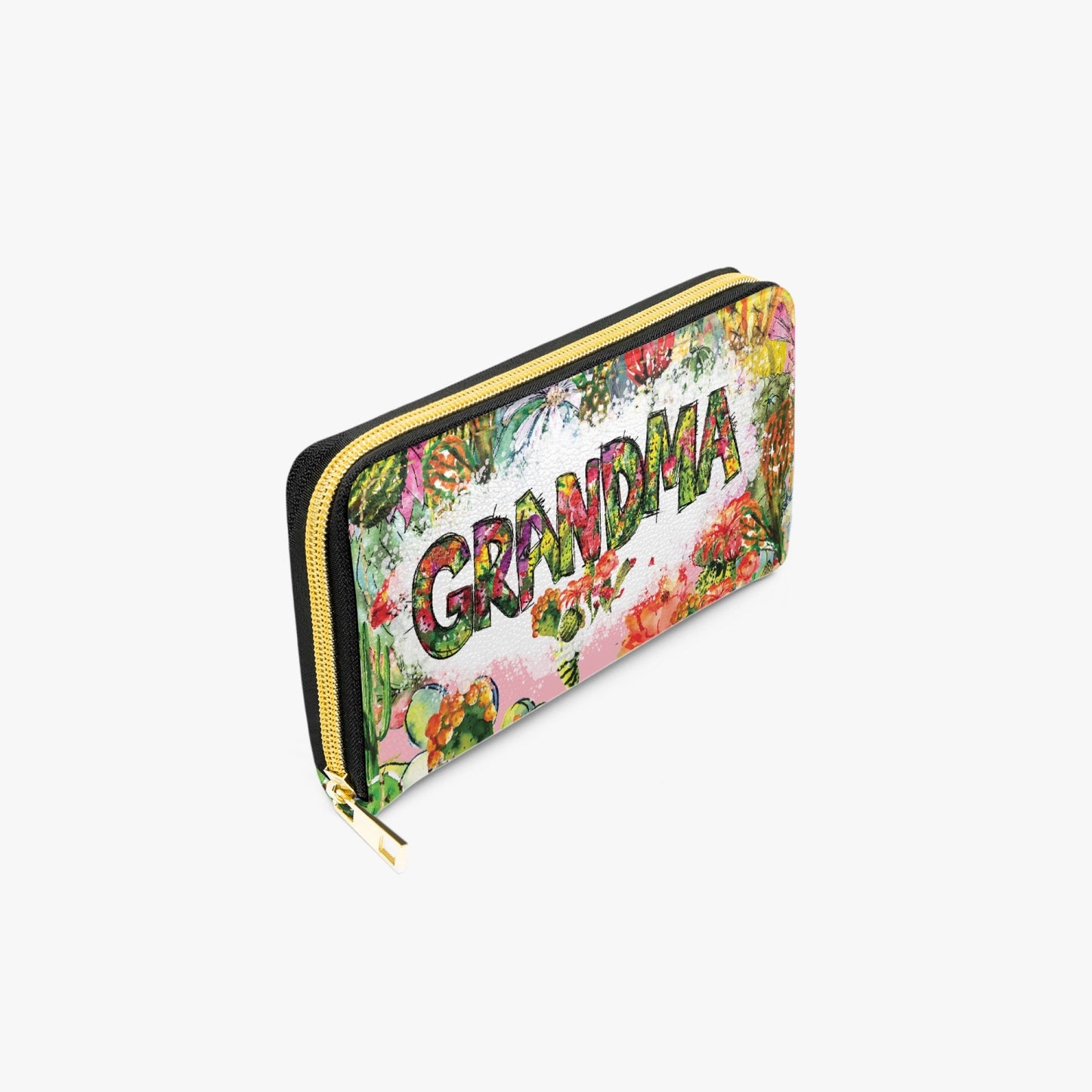 Long Type Zipper Purse - Tropical Floral, Grandma