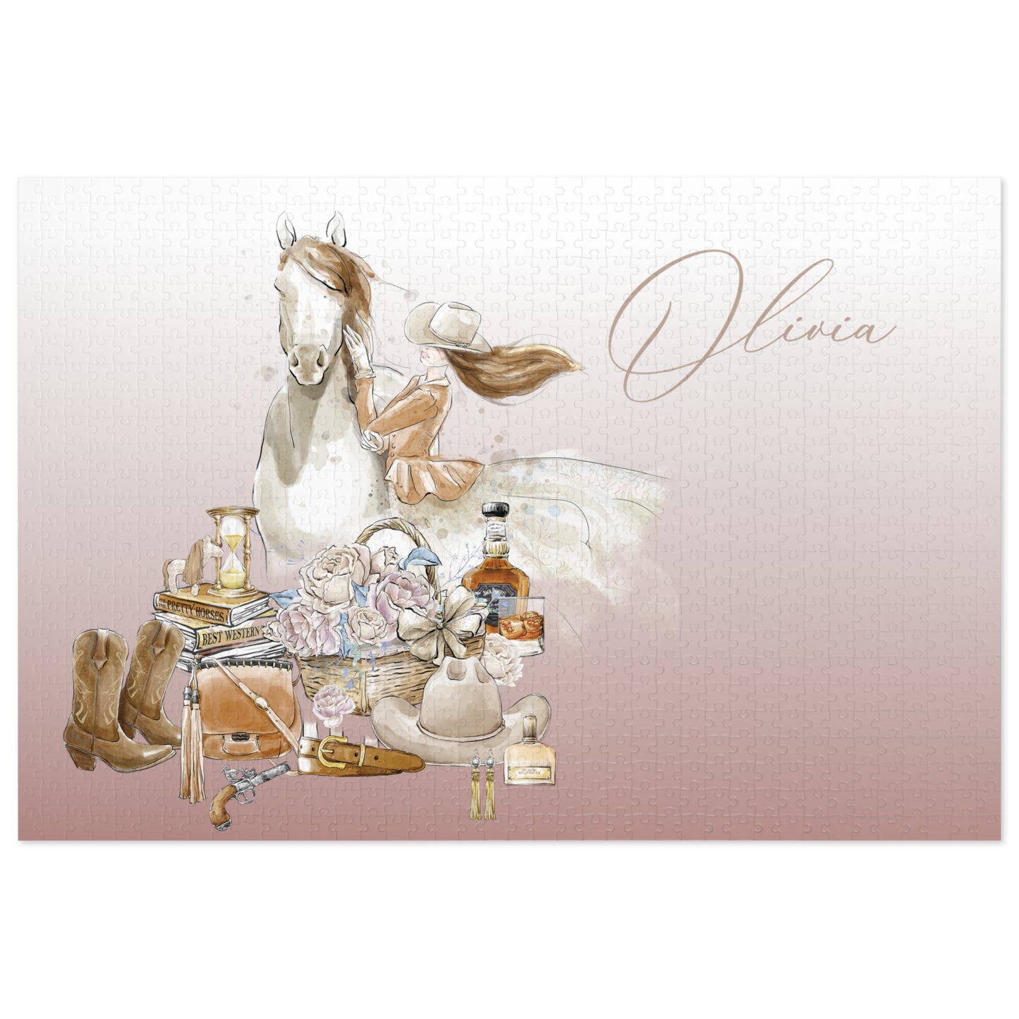 Jigsaw Puzzle, Western, Just a Girl Who Loves Horses, Personalised/Non-Personalised (30, 110, 252, 500,1000-Piece)