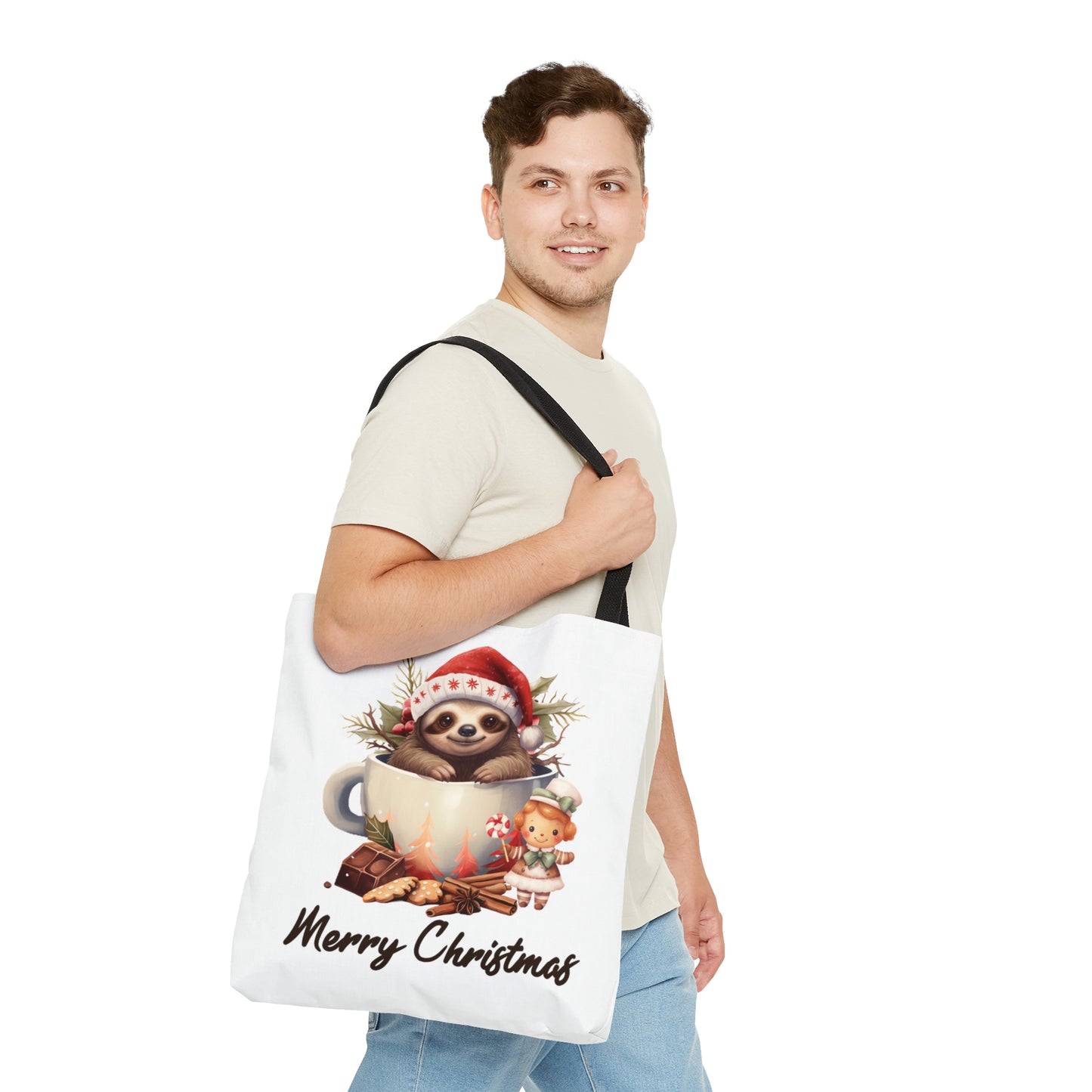 Tote Bag, Christmas, Sloth, Personalised/Non-Personalised Tote bag