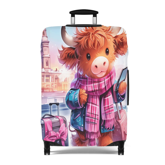 Luggage Cover, Travelling Highland Cow, awd-3024