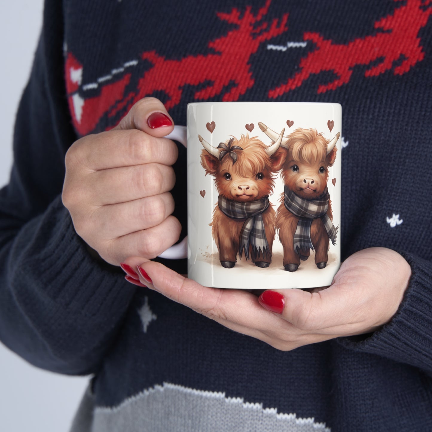 Personalised/Non Personalised Highland Cow, Ceramic Mug 11oz, Highland Cow Mug